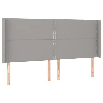 vidaXL Vzglavje z ušesi svetlo sivo 203x16x118/128 cm blago