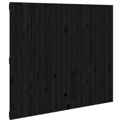 vidaXL Stensko posteljno vzglavje črno 127,5x3x110 cm trdna borovina