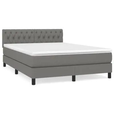 vidaXL Box spring posteljni z vzmetnico temno siv 140x190 cm blago