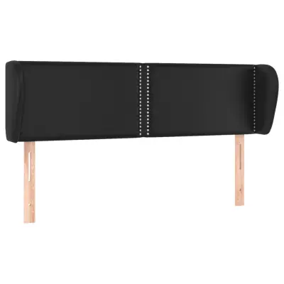 vidaXL Vzglavje z ušesi črno 147x23x78/88 cm umetno usnje