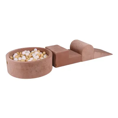 Penové igrišče 3 elementi s bazenom H30cm, Bež barva, 200 kroglic: Bela/béž