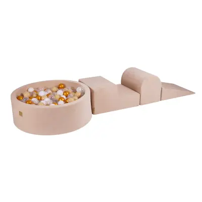 Penové igrišče 3 elementi s bazenom H30cm, ecru, 200 kroglic: Zlata/béž/bela/priročna
