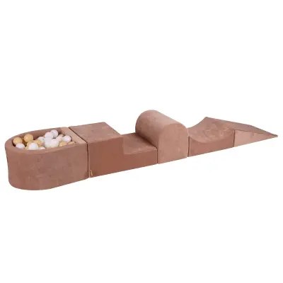 MeowBaby® 4-prvkové penové igrišče s bazenom, bež barva, 100 žogic: Bela/bež