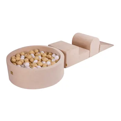 MeowBaby® penasto igrišče s 3 prvkami in bazenom, 30 cm, smetanova, 200 žogic: Bela/bež