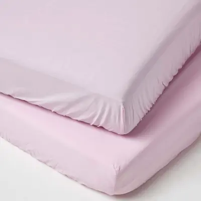 Homescapes Roza rjuhe iz bombaža za otroško posteljico s 200 nitmi, paket 2