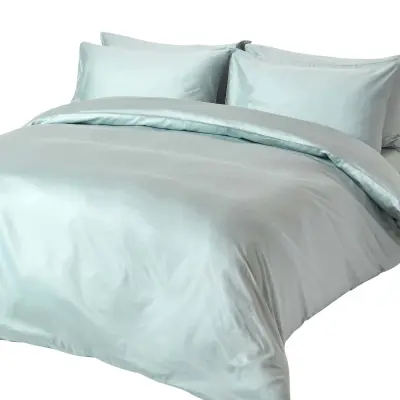 Homescapes Duvet Cover Set iz organskega bombaža Duck Egg Blue s 400 nitmi, 200x200 cm