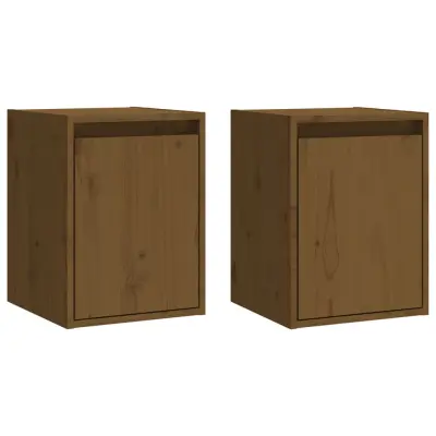 vidaXL Stenska omarica 2 kosa medeno rjava 30x30x40 cm trdna borovina