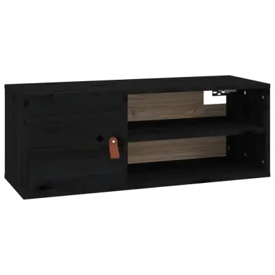 vidaXL Stenska omarica črna 80x30x30 cm trdna borovina