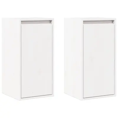 vidaXL Stenska omarica 2 kosa bela 30x30x60 cm trdna borovina