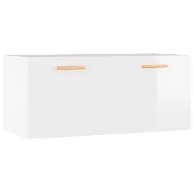 vidaXL Stenska omarica visok sijaj bela 80x35x36,5 cm inženirski les