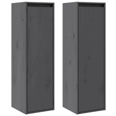 vidaXL Stenska omarica 2 kosa siva 30x30x100 cm trdna borovina