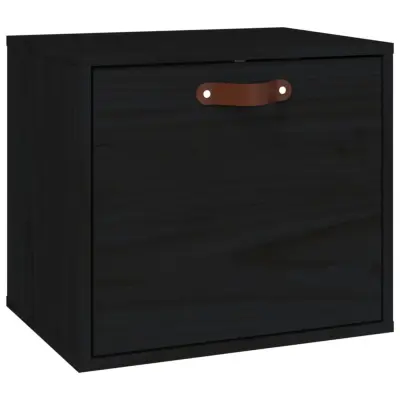 vidaXL Stenska omarica črna 40x30x35 cm trdna borovina
