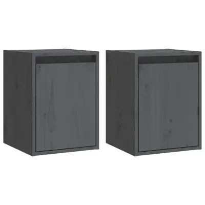 vidaXL Stenska omarica 2 kosa siva 30x30x40 cm trdna borovina