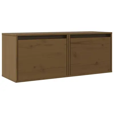 vidaXL Stenska omarica 2 kosa medeno rjava 40x30x50 cm trdna borovina
