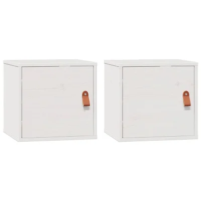 vidaXL Stenska omarica 2 kosa bela 31,5x30x30 cm trdna borovina