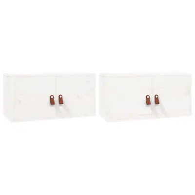 vidaXL Stenska omarica 2 kosa bela 60x30x30 cm trdna borovina