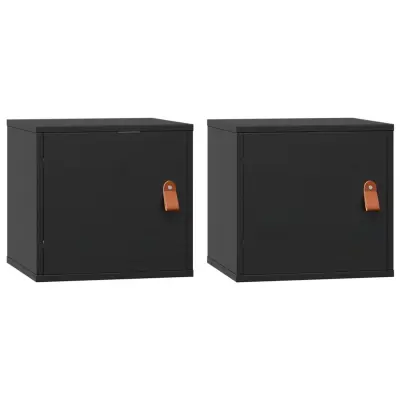 vidaXL Stenska omarica 2 kosa črna 31,5x30x30 cm trdna borovina