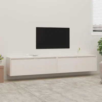 vidaXL Stenska omarica 2 kosa bela 100x30x35 cm trdna borovina