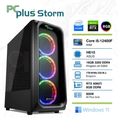 PCPLUS Storm i7-12700F 16GB 1TB NVMe SSD GeForce RTX 4060 Ti OC DDR6 8GB RGB Windows 11 Home gaming namizni računalnik
