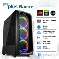 PCPLUS Gamer R5-5600X 32GB 500TB NVMe SSD RTX 4060 8GB OC DDR6 Windows 11 Home RGB gaming namizni računalnik