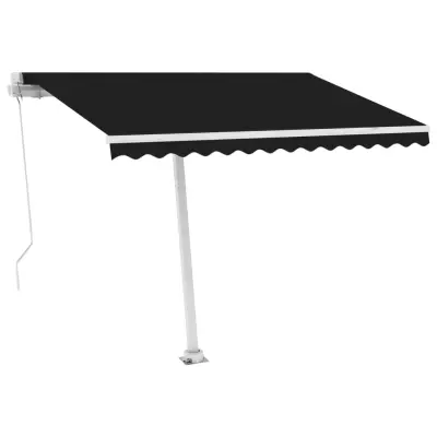 vidaXL Ročno zložljiva tenda z LED lučmi 300x250 cm antracitna