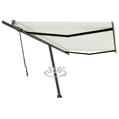 vidaXL Prostostoječa ročno zložljiva tenda 500x350 cm krem
