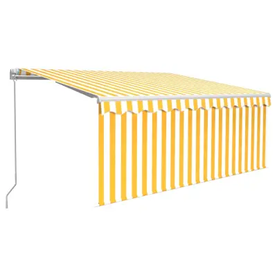 vidaXL Ročno zložljiva tenda s senčilom LED 3x2,5 m rumena in bela