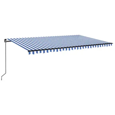 vidaXL Ročno zložljiva tenda z LED lučmi 500x350 cm modra in bela