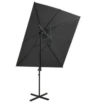 vidaXL Vrtni senčnik z dvojno streho antraciten 250x250 cm