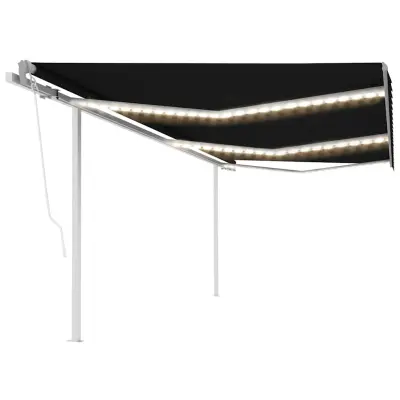 vidaXL Avtomatska tenda LED + senzor 6x3 m antracitna