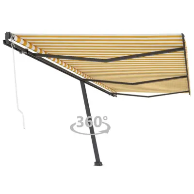 vidaXL Prostostoječa avtomatska tenda 600x300 cm v rumeno/bela