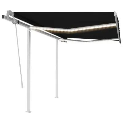 vidaXL Ročno zložljiva tenda z LED lučmi 3x2,5 m antracitna