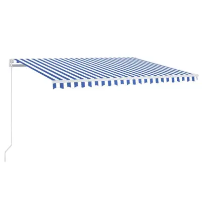 vidaXL Ročno zložljiva tenda z LED lučmi 450x350 cm modra in bela