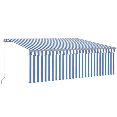 vidaXL Ročno zložljiva tenda s senčilom 4,5x3 m modra in bela