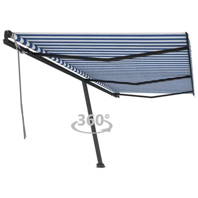 vidaXL Prostostoječa ročno zložljiva tenda 600x350 cm modra/bela