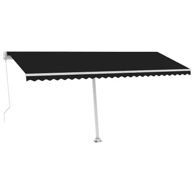 vidaXL Ročno zložljiva tenda z LED lučmi 500x300 cm antracitna