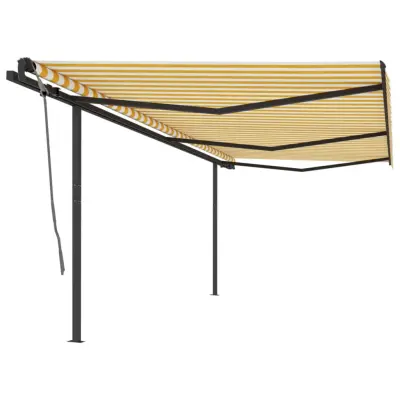 vidaXL Avtomatsko zložljiva tenda s stebrički 6x3 m rumena in bela