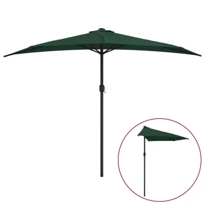 vidaXL Balkonski senčnik z aluminijastim drogom zelen 300x155 cm