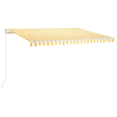 vidaXL Ročno zložljiva tenda z LED lučmi 450x350 cm rumena in bela