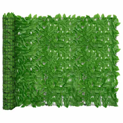 vidaXL Balkonsko platno z zelenim listjem 600x150 cm