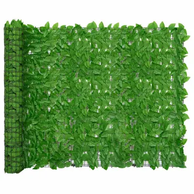 vidaXL Balkonsko platno z zelenim listjem 400x150 cm