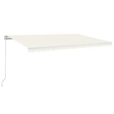 vidaXL Ročno zložljiva tenda z LED lučmi 500x350 cm krem