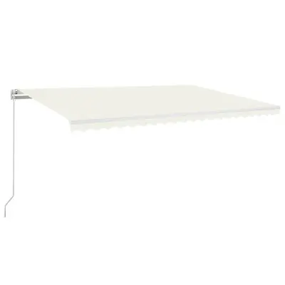 vidaXL Ročno zložljiva tenda z LED lučmi 500x300 cm krem
