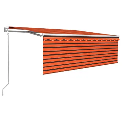 vidaXL Avtomatsko zložljiva tenda s senčilom 4,5x3 m oranžna in rjava