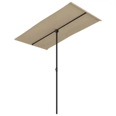 vidaXL Vrtni senčnik z aluminijastim drogom 180x110 cm taupe