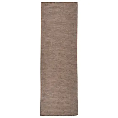 vidaXL Zunanja preproga ploščato tkanje 80x250 cm rjava
