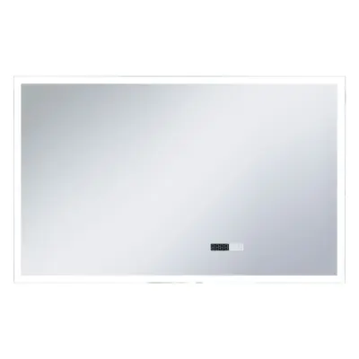 vidaXL Kopalniško LED ogledalo s senzorjem na dotik in uro 100x60 cm
