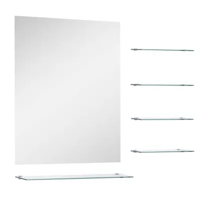 vidaXL Stensko ogledalo s 5 policami srebrno 50x60 cm