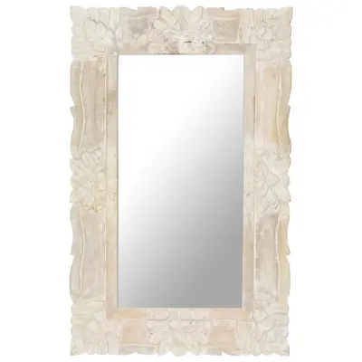 vidaXL Ogledalo belo 80x50 cm trden mangov les