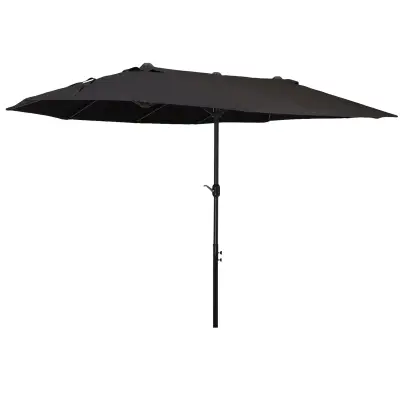 Outsunny Vrtni dežnik 460x270x240cm Dvojni dežnik z odpiranjem z ročico, iz jekla in poliestra, črn
